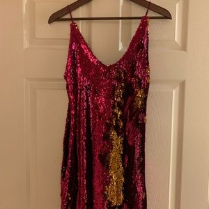 Virtually New Free People Pink & Gold Sequin Tank